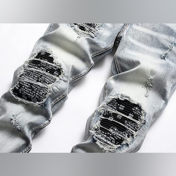 New Men's Designed Unique Street Urbanwear Jeans Multiple Sizes - Picture 4 of 4